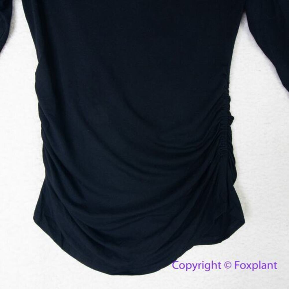 Vince Camuto black three quarter sleeves top ruched sides, size M - Picture 11 of 13